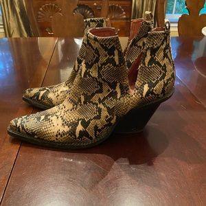 Jeffrey Campbell for Free People Snakeskin cutout booties